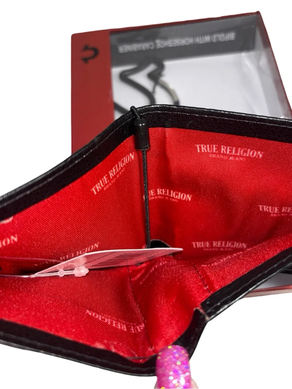 True Religion Bifold Wallet and Carabiner Gift Set Black Wallet Black Carabiner